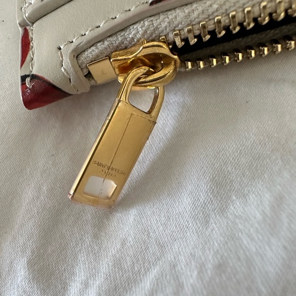 YSL Monogram Leather Pouch In Cherry Print - Picture 4 of 9